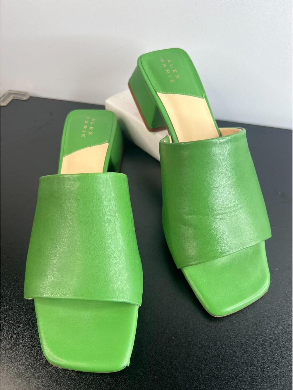 Alex Marie Green Slide Sandals Women's Size 8M Block Heel 1.5"